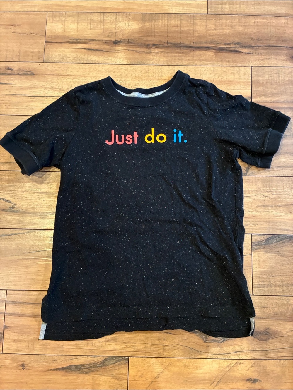 Nike Black Tee with Multicolor "Just do it." Graphic